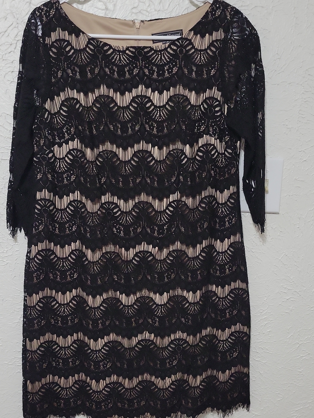 Jessica Howard Black Lace Sheath Dress with Nude Lining